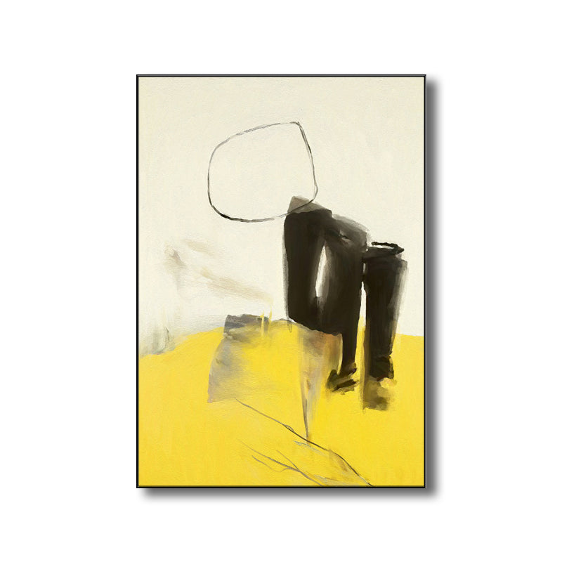 Brehn | Moderner Stil Abstraktes Muster Kunst Gelb Texturiert Wanddekor für Esszimmer