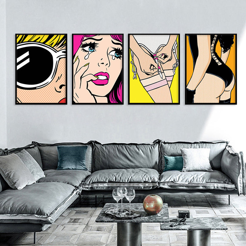 Brehn | Zeitgenössische Damen Wandkunst für das Wohnzimmer auf Leinwand in hellen Farben, mehrere Größen verfügbar