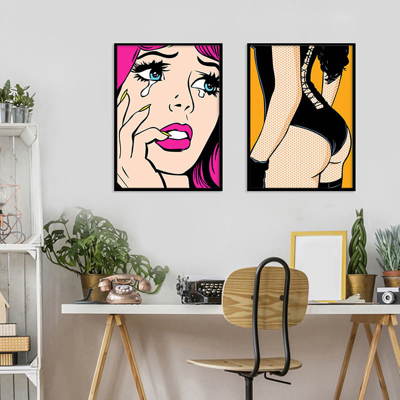 Brehn | Zeitgenössische Damen Wandkunst für das Wohnzimmer auf Leinwand in hellen Farben, mehrere Größen verfügbar