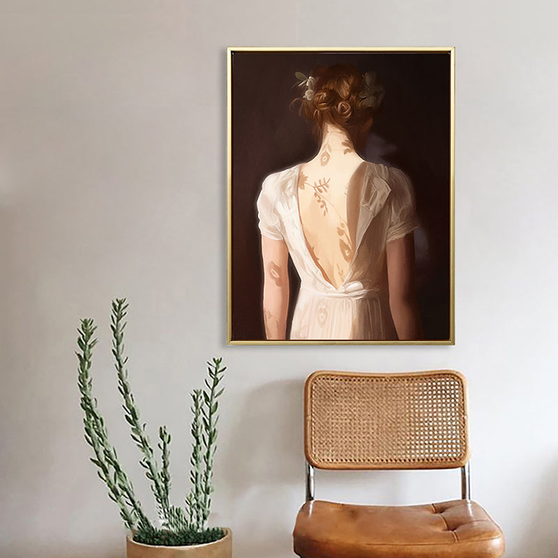 Brehn | Traditionelle Figuren-Druck Wandkunst Gelb-Braun Sonnenlicht auf dem Rücken von Mädchen Malerei für den Raum
