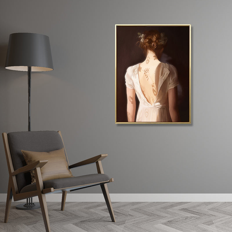 Brehn | Traditionelle Figuren-Druck Wandkunst Gelb-Braun Sonnenlicht auf dem Rücken von Mädchen Malerei für den Raum