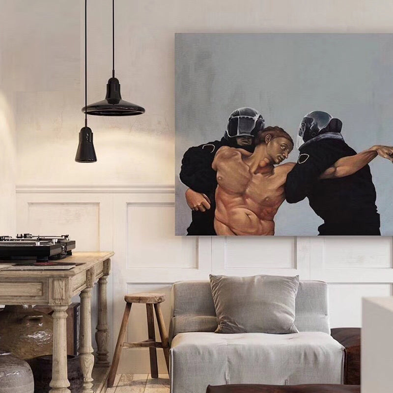 Brehn | Schwarze Retro Wanddekoration Malerei Druck Von der Polizei Gefangen Leinwandkunst für Schlafzimmer