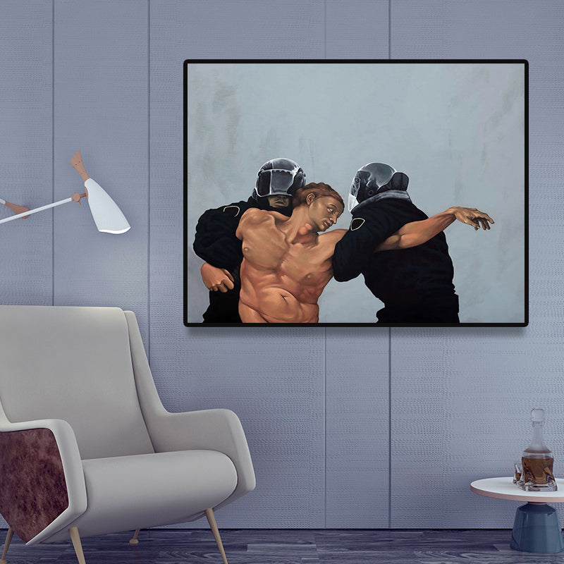 Brehn | Schwarze Retro Wanddekoration Malerei Druck Von der Polizei Gefangen Leinwandkunst für Schlafzimmer