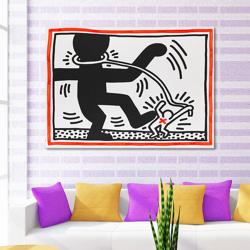 Brehn | Minimalistische Strichmännchen-Leinwandkunst Helle Farbe Hobby Wanddekoration für das Wohnzimmer