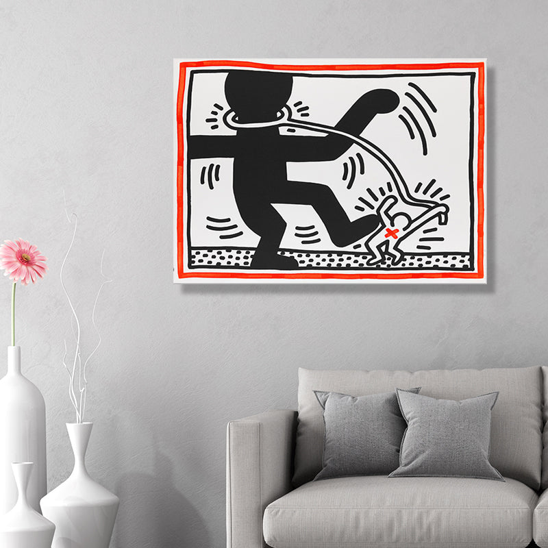 Brehn | Minimalistische Strichmännchen-Leinwandkunst Helle Farbe Hobby Wanddekoration für das Wohnzimmer
