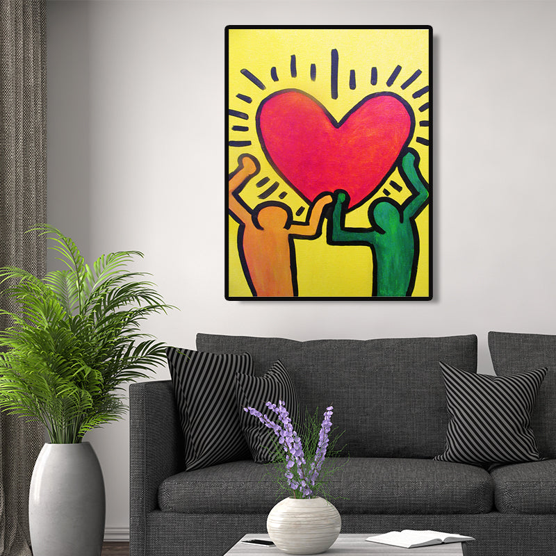 Brehn | Minimalistische Strichmännchen-Leinwandkunst Helle Farbe Hobby Wanddekoration für das Wohnzimmer