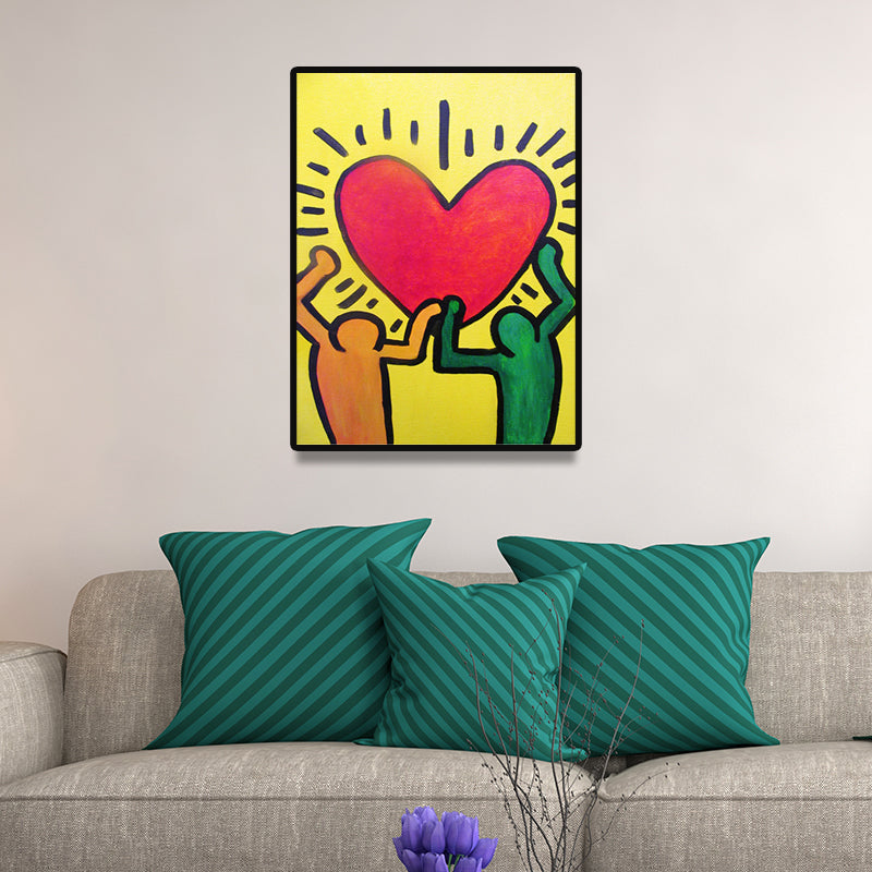 Brehn | Minimalistische Strichmännchen-Leinwandkunst Helle Farbe Hobby Wanddekoration für das Wohnzimmer