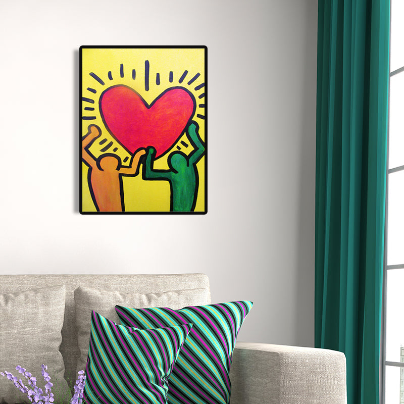 Brehn | Minimalistische Strichmännchen-Leinwandkunst Helle Farbe Hobby Wanddekoration für das Wohnzimmer