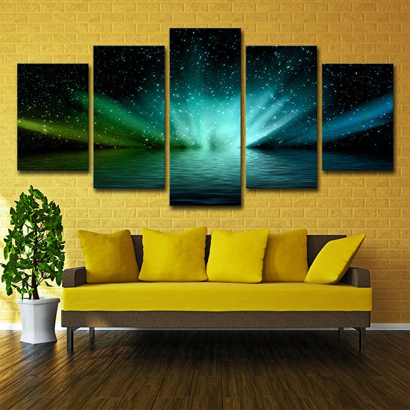 Brehn | Leuchtender See Sternennacht Leinwanddruck Mehrteilig Moderne Wohnzimmer Wandkunst
