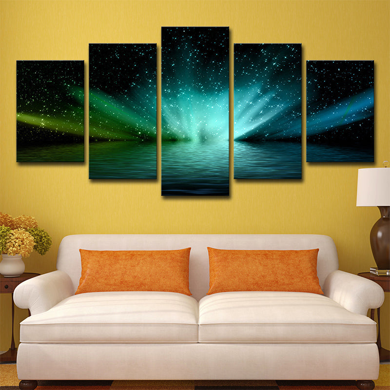 Brehn | Leuchtender See Sternennacht Leinwanddruck Mehrteilig Moderne Wohnzimmer Wandkunst