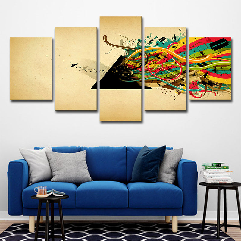 Brehn | Leinwand Gelbes Kunstwerk Modernes Musikalisches Noten Wanddekor für das Mädchenzimmer, Mehrteilig