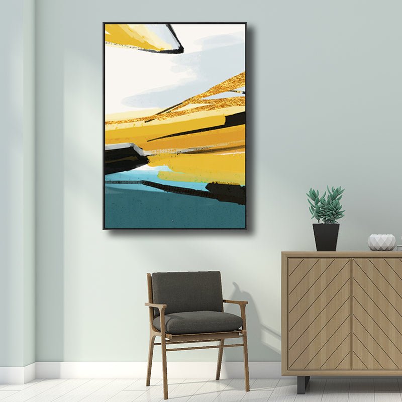 Brehn | Abstractes Muster Gemälde Gelb Leinwand Wandkunst Texturiert, Mehrere Größen Verfügbar