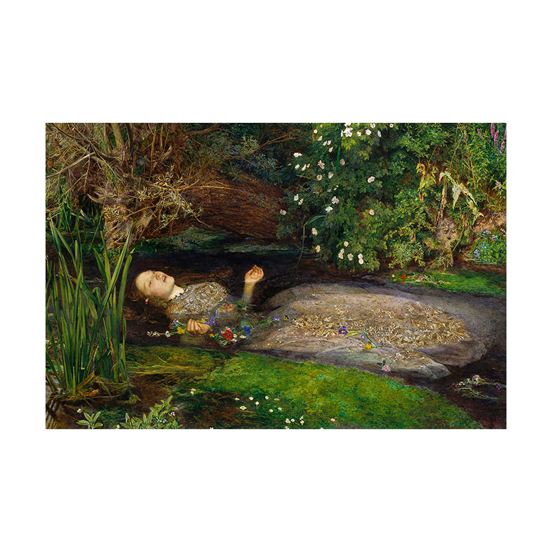 Brehn | Damen Fließend mit Stream Leinwand für Schlafzimmer Figur Malerei Wandkunst Druck in Grün, Texturiert