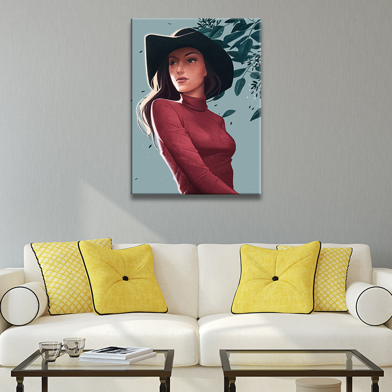 Brehn | Leinwand Dekorativer Wanddekoration Viktorianisches Mädchen Kunstdruck in heller Farbe für das Schlafzimmer
