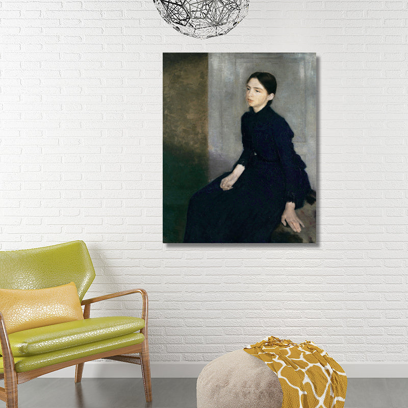 Brehn | Gemälde Druck Traditionelle Leinwand Wandkunst mit Wilhelm Porträt einer Frau in Schwarz