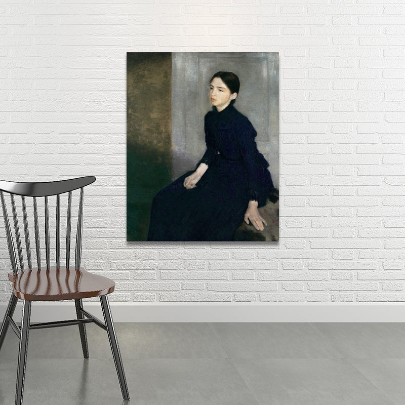 Brehn | Gemälde Druck Traditionelle Leinwand Wandkunst mit Wilhelm Porträt einer Frau in Schwarz