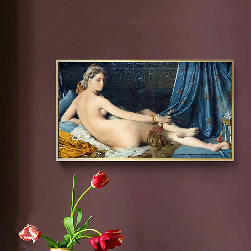 Brehn | Nude Frau Malerei Kunstdruck Vintage Sexy Figur Wanddekoration in Blau für das Esszimmer