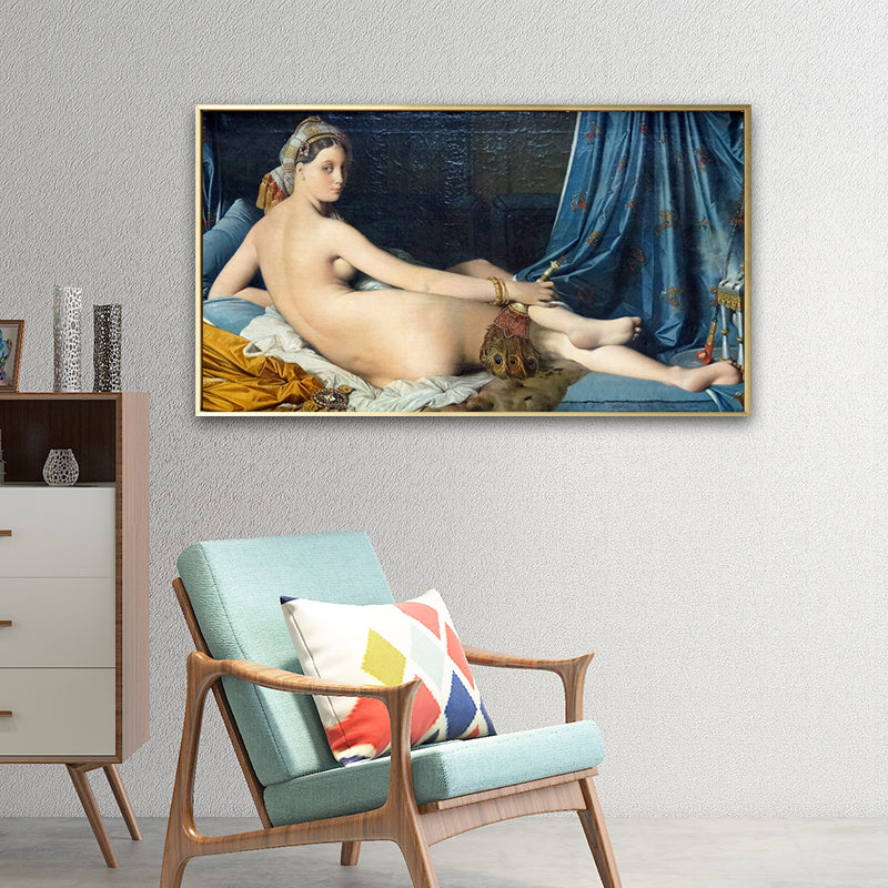 Brehn | Nude Frau Malerei Kunstdruck Vintage Sexy Figur Wanddekoration in Blau für das Esszimmer