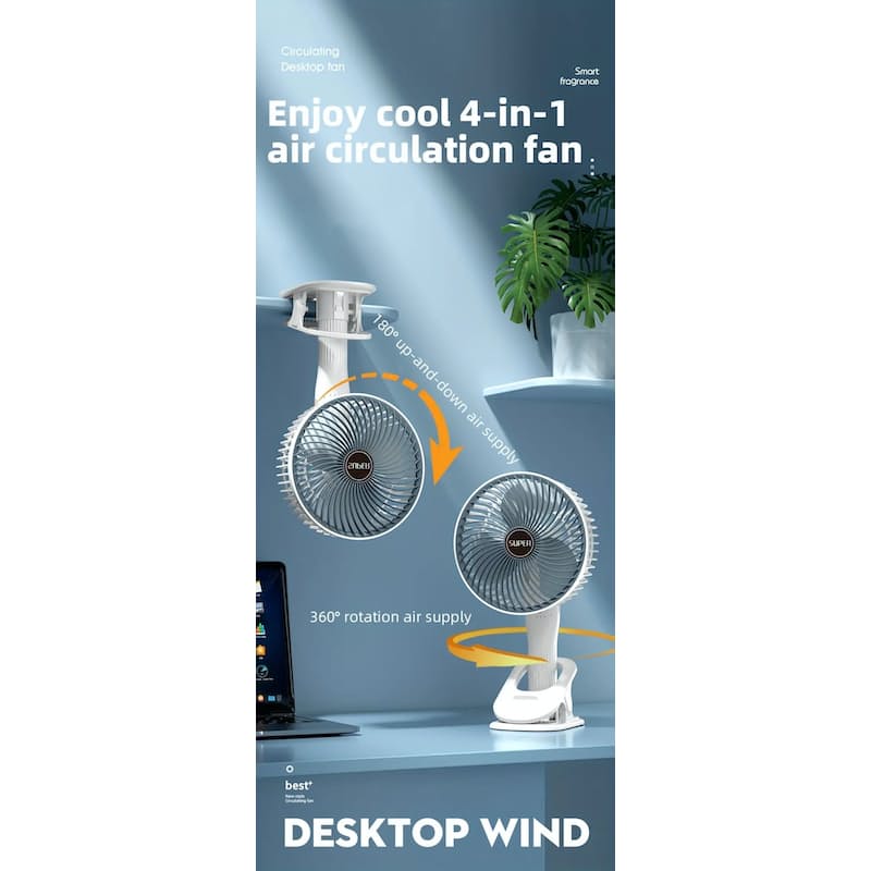 Tragbarer  Wiederaufladbarer  Schreibtischventilator | Brehn