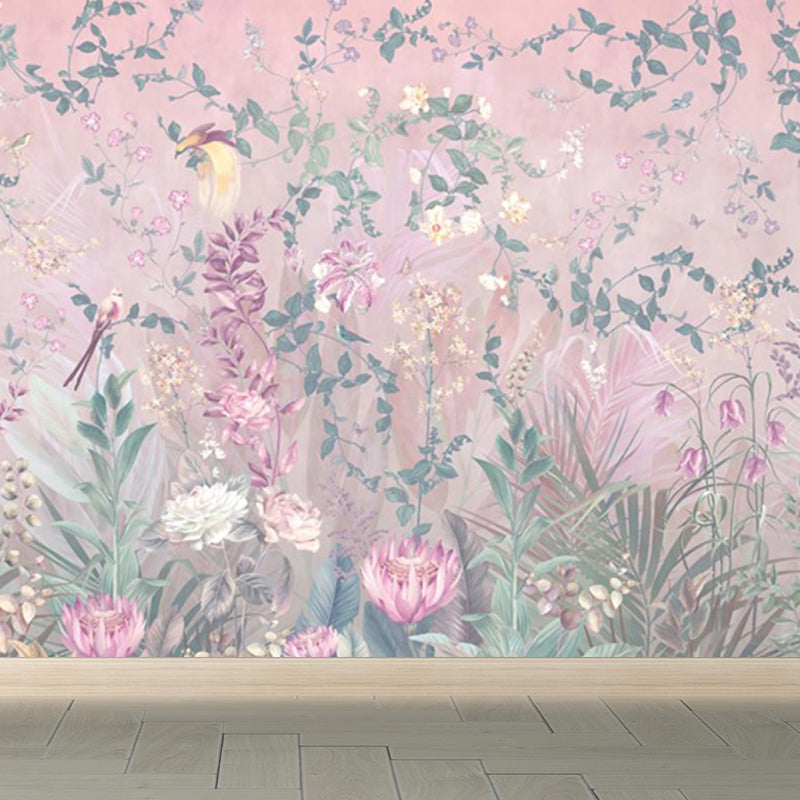 Brehn | Rosenblüten Tapete Pink Fleckenresistent Modernist Wohnzimmer Wandverkleidung