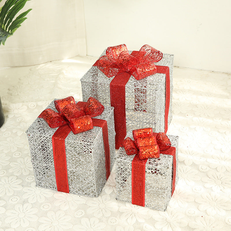 Beleuchtetes Weihnachts-Geschenkbox-Set aus Eisen