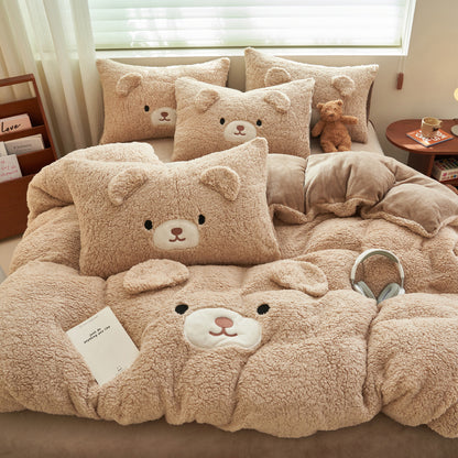 Flauschiges Milchfaser-Fleece-Bettwäsche-Set, verspielt