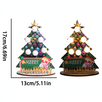 Dekorative Holz-Weihnachtsbaum-Tischleuchte mit LED