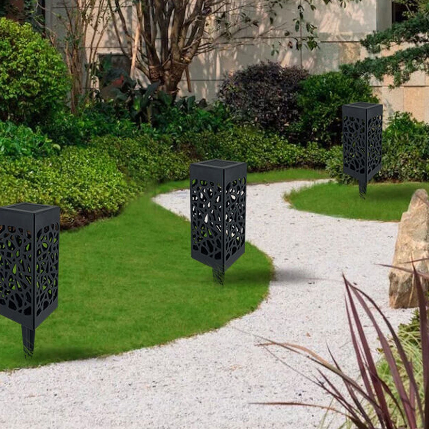 Kreatives Hohles Quadrat Säule LED Außen Rasen Boden Einsetzen Landschaft Licht | Brehn