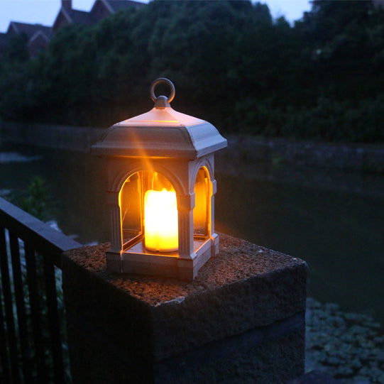Traditionelle europäische Solar-Wasserdichte Haus Kubische Kunststoff LED Landschaftsbeleuchtung Außenlicht für Garten | Brehn