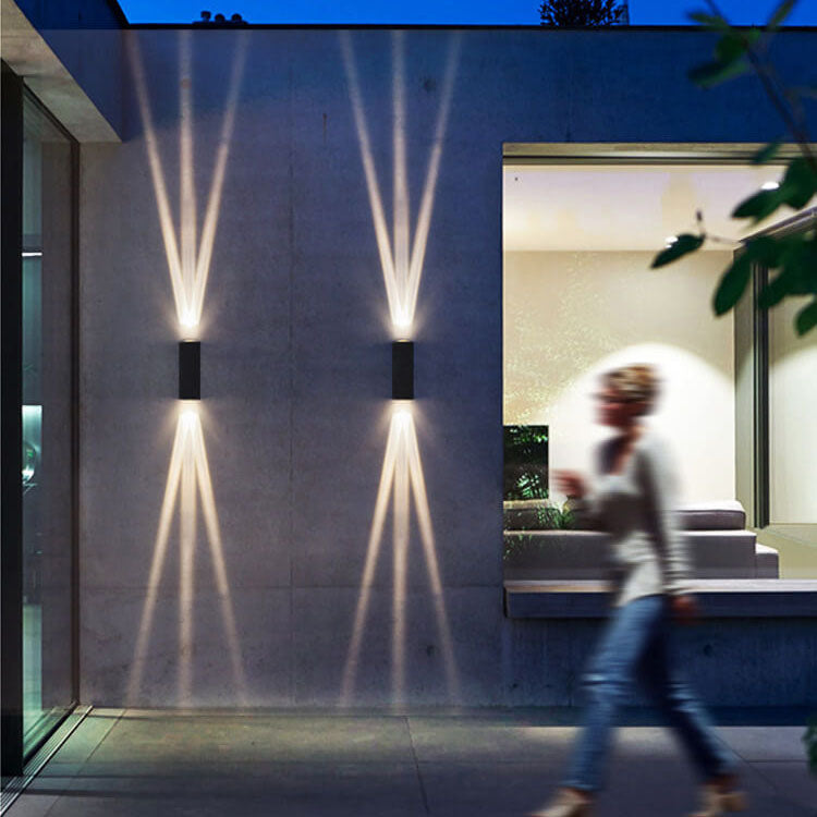 Moderne Aluminium Linse Außenpatio Doppelseitige LED Wandleuchte | Brehn