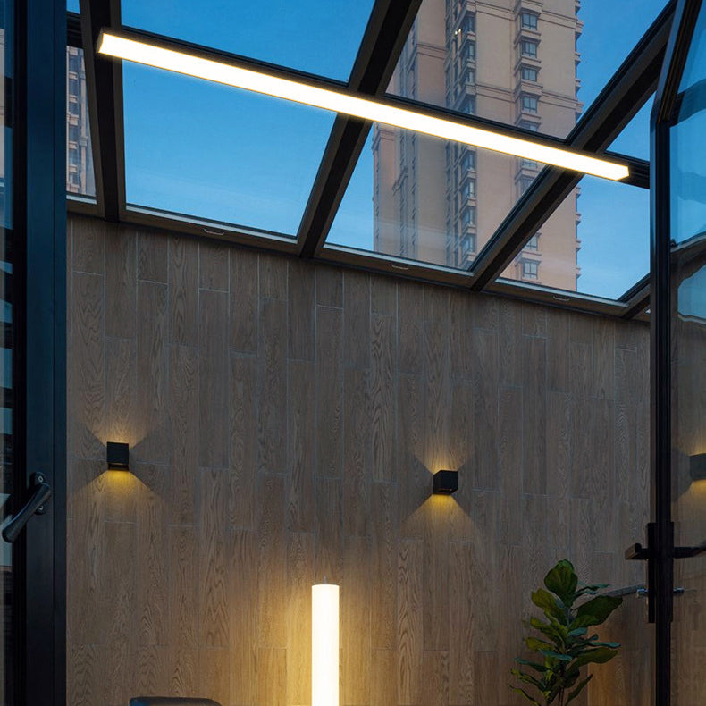 Moderner Minimalistischer Langer Rechteckiger Aluminium PC LED Einbau-Deckenleuchte Für Außenpatio | Brehn