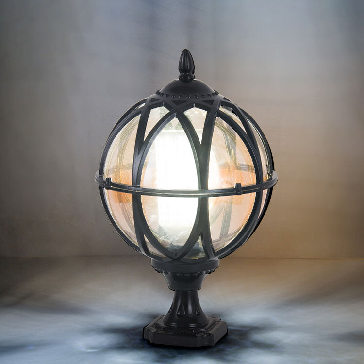 Traditionelle Kolonial-Globus-Glas-Aluminium 1-Licht-Außenleuchte für den Garten | Brehn