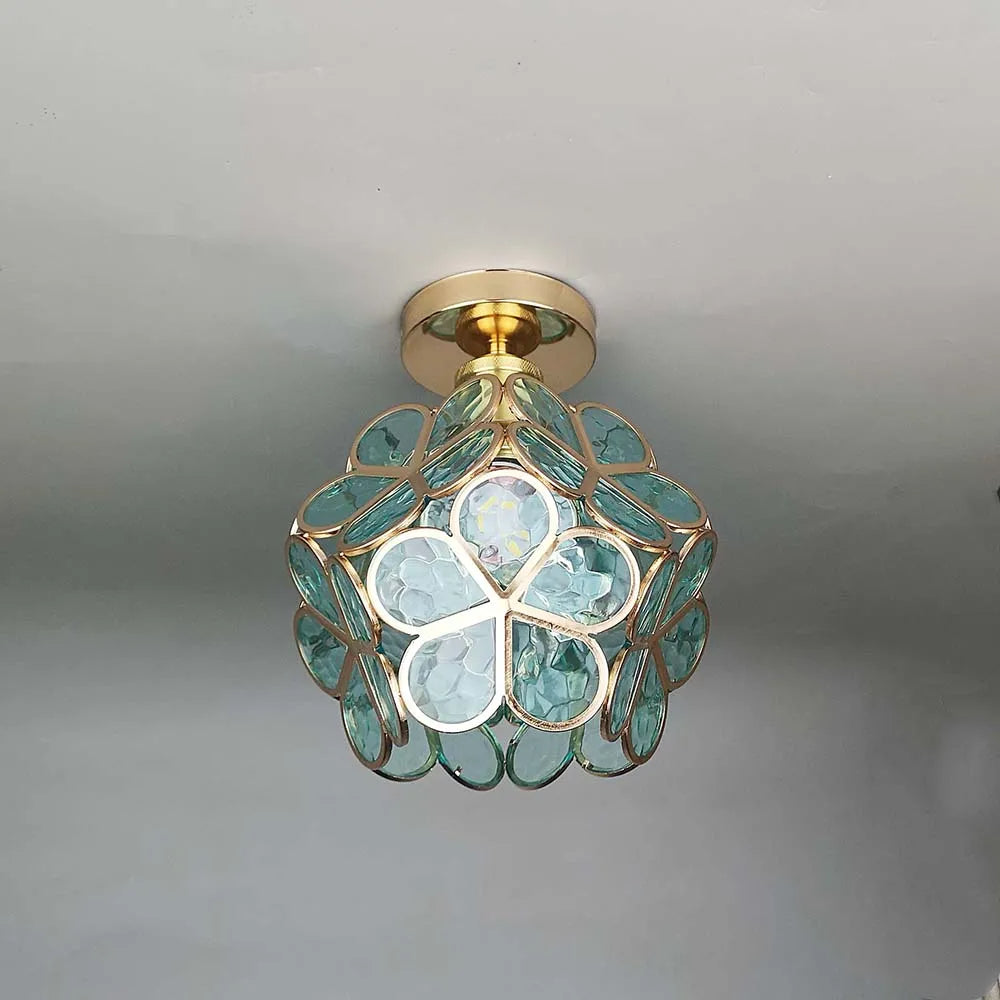 Künstlerische Glasschlussleuchte mit floralem Muster - FlowerHall | Brehn