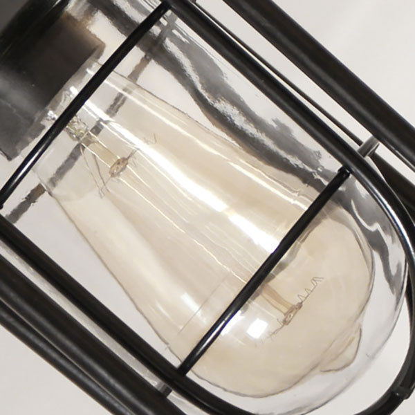 Industrielle Vintage-Hängeleuchte aus Aluminiumkäfig und Glas mit einem Licht, wasserdicht für den Außenbereich
