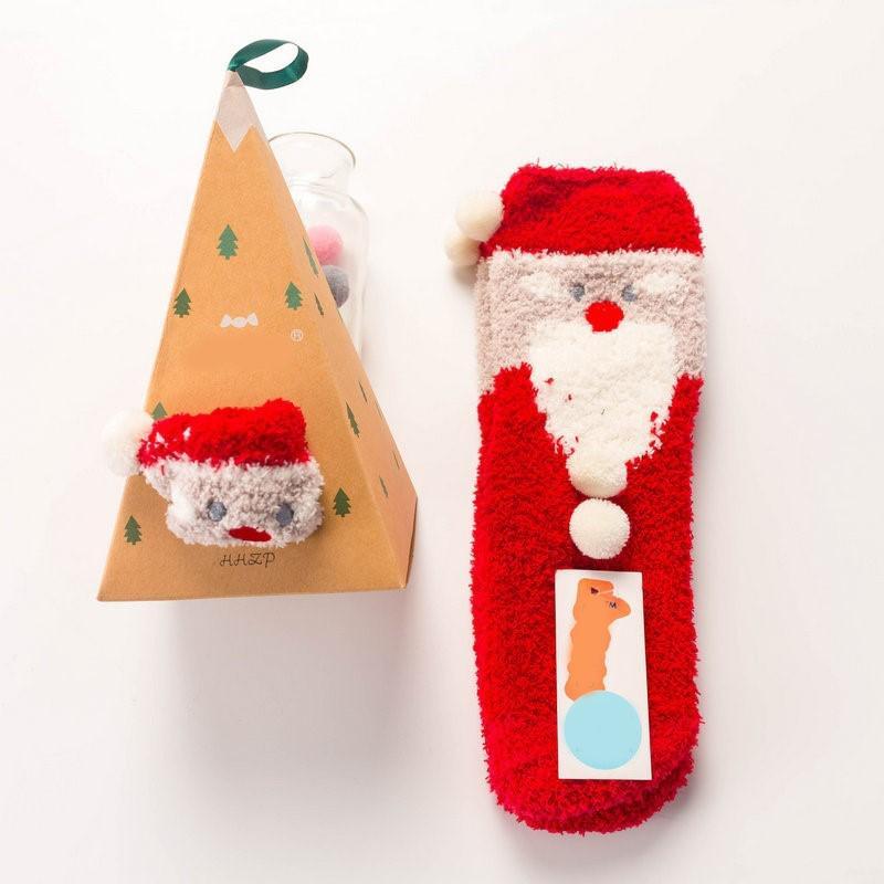 Brehn | 4 Paar Weihnachts-Themen Korall-Fleece weiche warme Socken