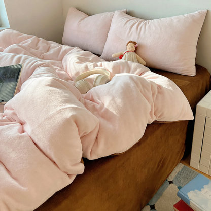 Winter-Bettwäsche-Set aus Milchfaser-Fleece, doppelseitig