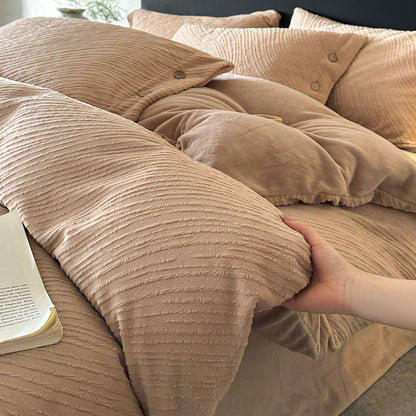 Milchfaser-Fleece Bettwäsche-Set mit Prägung, extra schwer