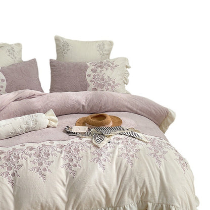 Milchfaser-Fleece-Bettwäsche-Set, verdickt, 4-teilig