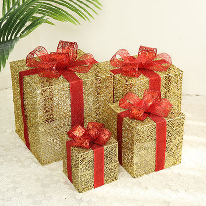 Beleuchtetes Weihnachts-Geschenkbox-Set aus Eisen