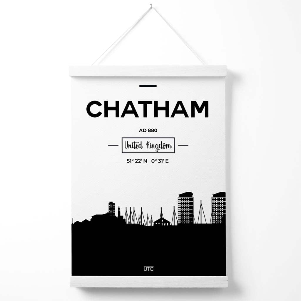 Chatham – Schwarz-Weiß-Stadtbildposter mit Aufhänger