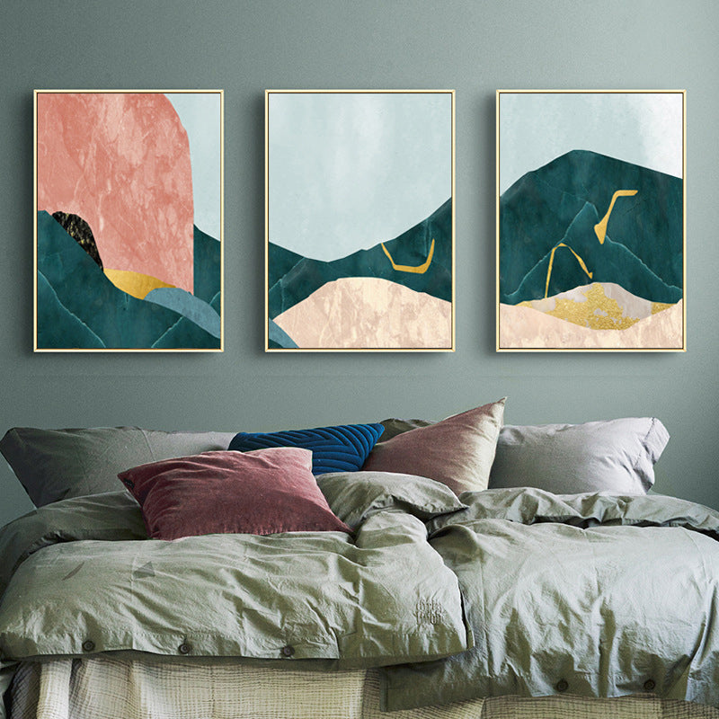 Brehn | Nordic Abstract Mountain Print Leinwand Aqua Texturiertes Wandkunst für Wohnzimmer