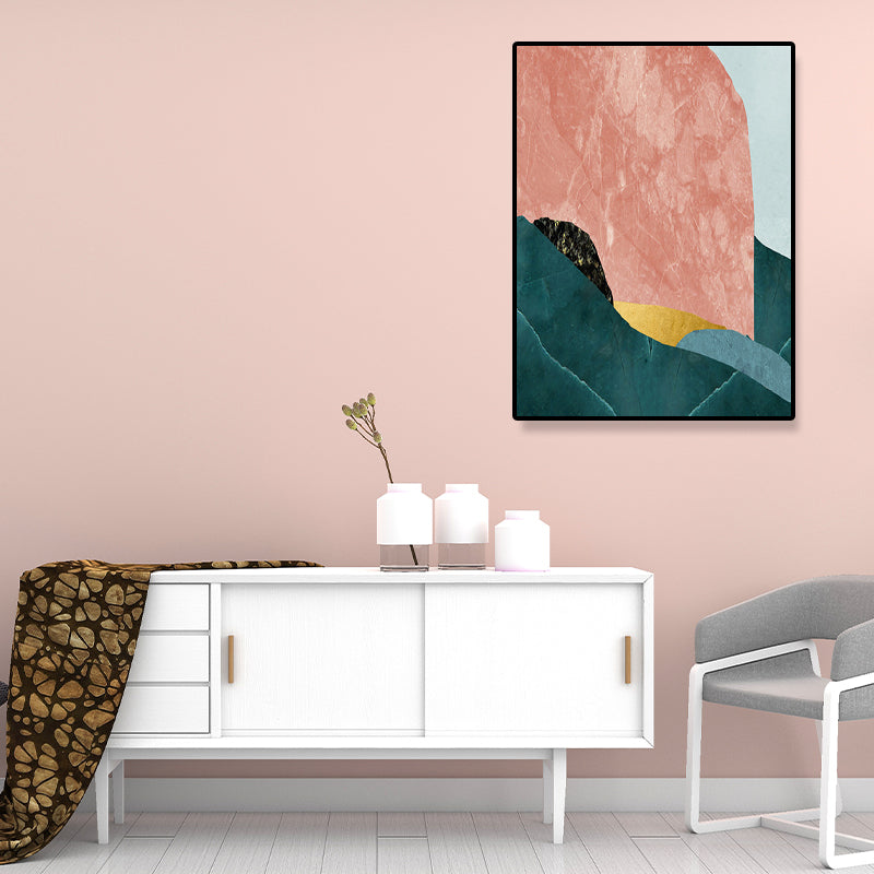 Brehn | Nordic Abstract Mountain Print Leinwand Aqua Texturiertes Wandkunst für Wohnzimmer