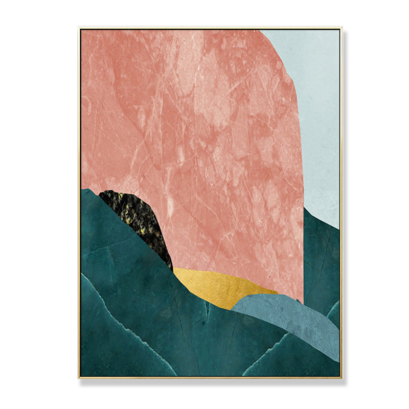 Brehn | Nordic Abstract Mountain Print Leinwand Aqua Texturiertes Wandkunst für Wohnzimmer