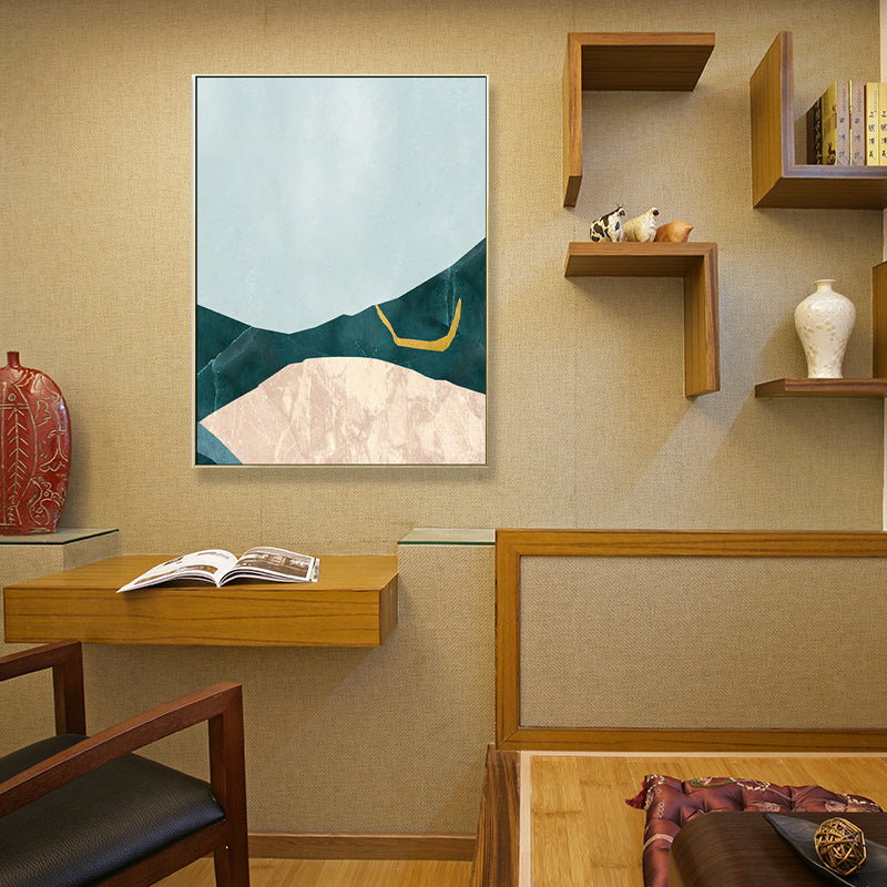 Brehn | Nordic Abstract Mountain Print Leinwand Aqua Texturiertes Wandkunst für Wohnzimmer