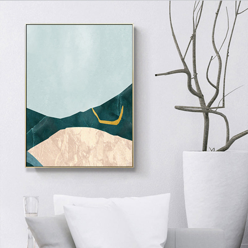 Brehn | Nordic Abstract Mountain Print Leinwand Aqua Texturiertes Wandkunst für Wohnzimmer
