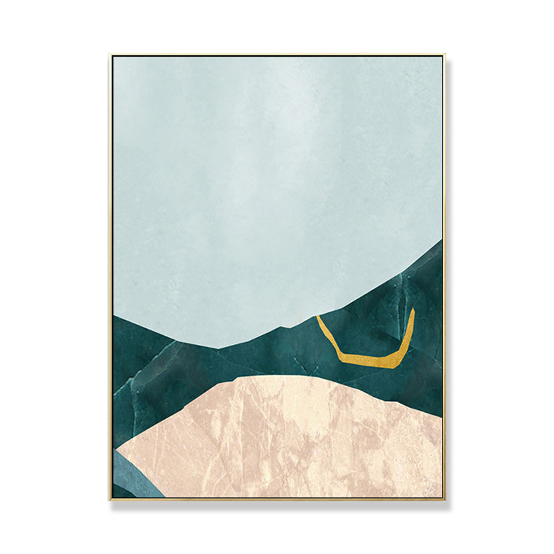 Brehn | Nordic Abstract Mountain Print Leinwand Aqua Texturiertes Wandkunst für Wohnzimmer
