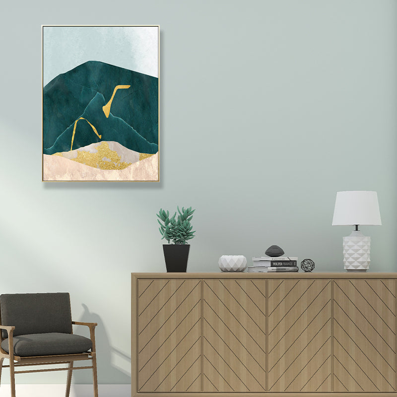 Brehn | Nordic Abstract Mountain Print Leinwand Aqua Texturiertes Wandkunst für Wohnzimmer