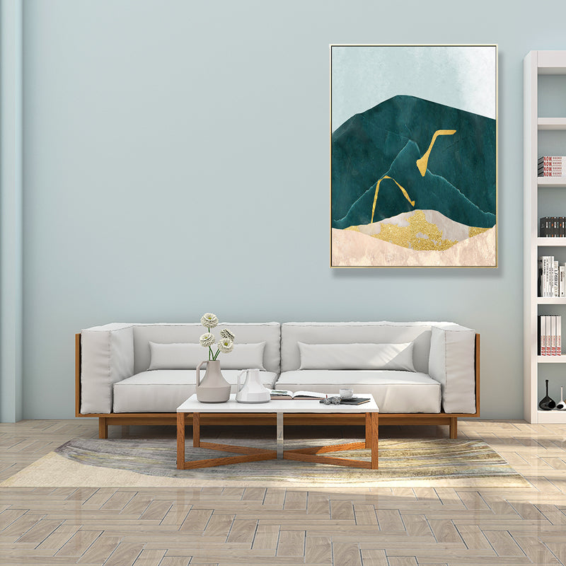 Brehn | Nordic Abstract Mountain Print Leinwand Aqua Texturiertes Wandkunst für Wohnzimmer