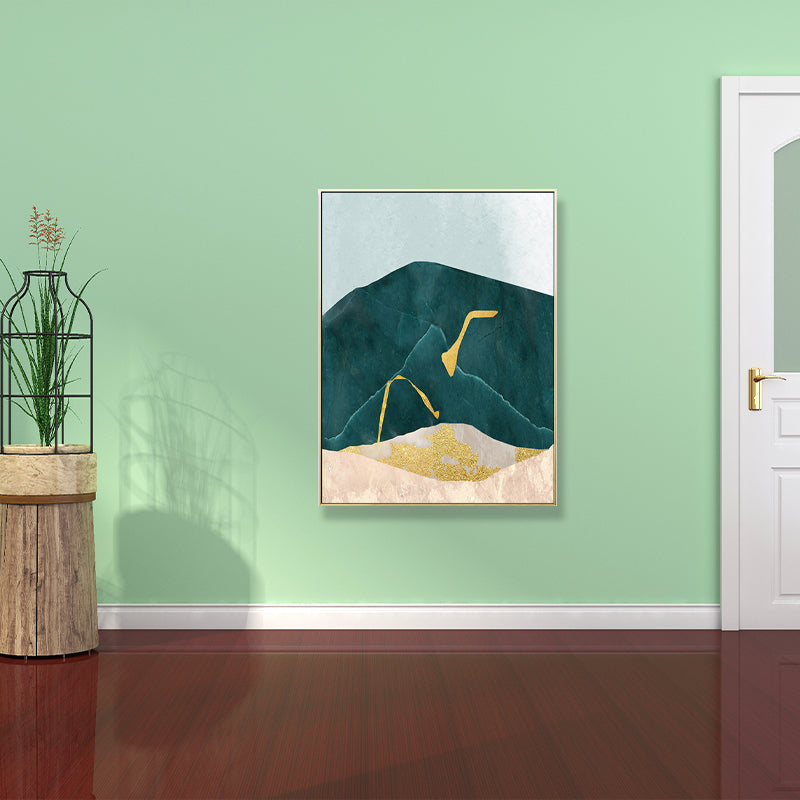 Brehn | Nordic Abstract Mountain Print Leinwand Aqua Texturiertes Wandkunst für Wohnzimmer
