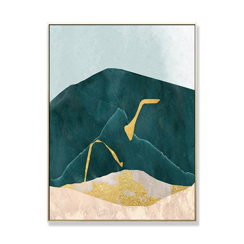 Brehn | Nordic Abstract Mountain Print Leinwand Aqua Texturiertes Wandkunst für Wohnzimmer